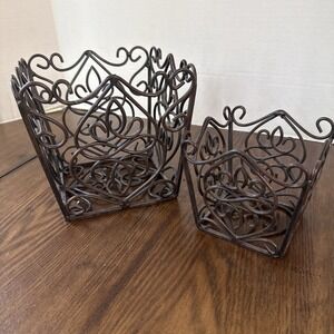 Southern Living At Home Rosedale Plant Holders 2-pc Decorative Metal Baskets